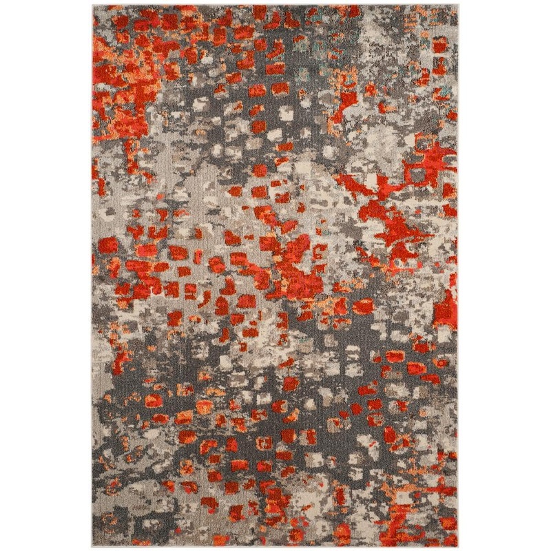 SAFAVIEH Monaco Gray/Orange 5 ft. x 8 ft. Geometric Area Rug MNC225H-5