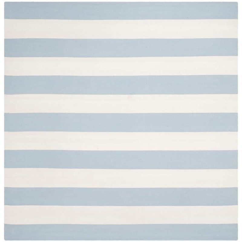 SAFAVIEH Montauk Sky Blue/Ivory 6 ft. x 6 ft. Square Striped Area Rug MTK712K-6SQ