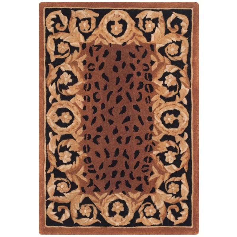 SAFAVIEH Naples Black/Gold Doormat 2 ft. x 3 ft. Animal Print Area Rug NA712A-2