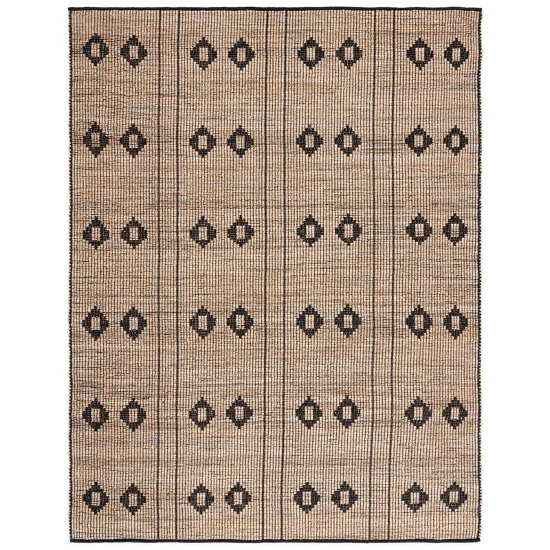 SAFAVIEH Natural Fiber Beige/Black 8 ft. x 10 ft. Diamond Striped Area Rug NF898Z-8