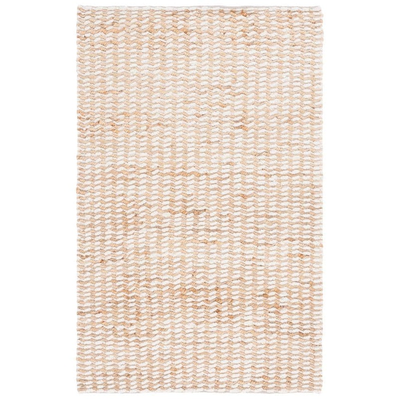 SAFAVIEH Natural Fiber Beige/Ivory 6 ft. x 9 ft. Chevron Striped Area Rug NF515A-6