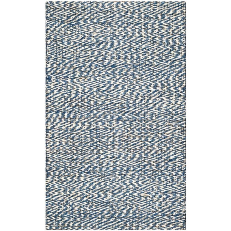 SAFAVIEH Natural Fiber Blue/Ivory Doormat 3 ft. x 4 ft. Solid Area Rug NF448C-24
