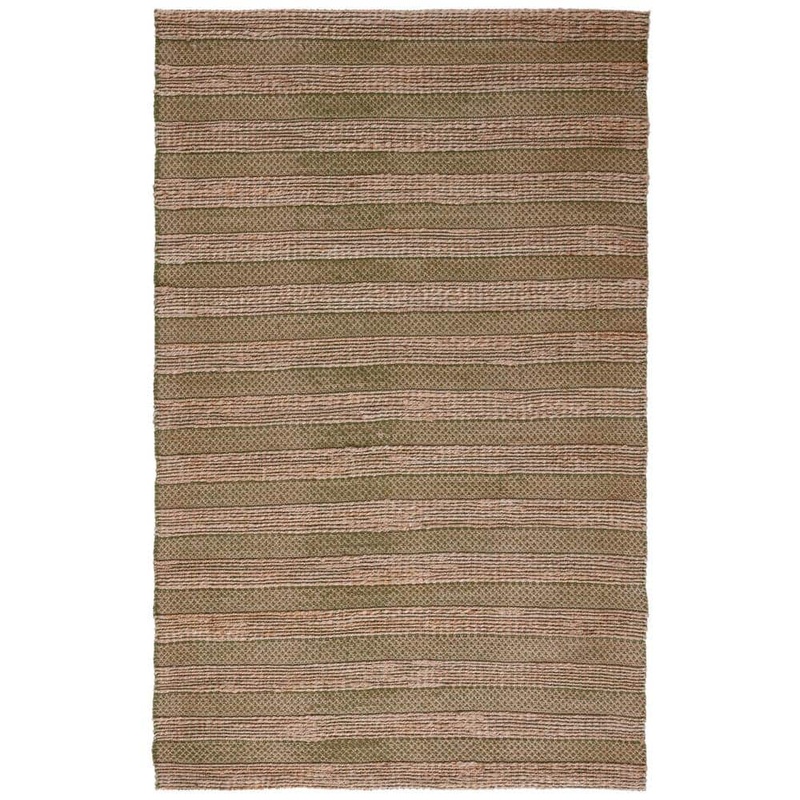 SAFAVIEH Natural Fiber Green/Beige 9 ft. x 12 ft. Striped Woven Area Rug NFB654Y-9
