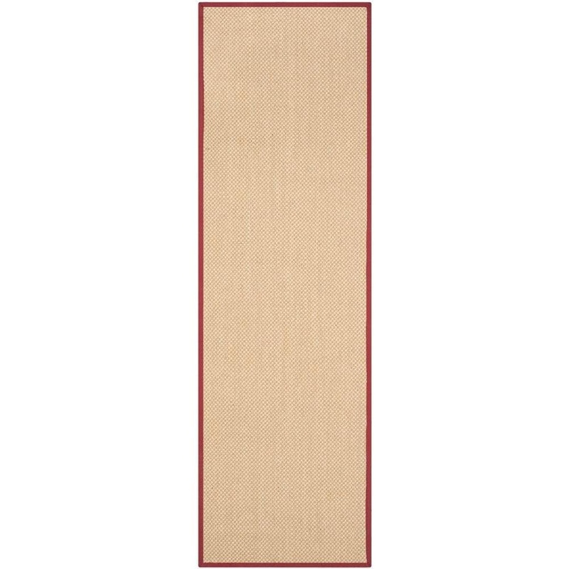 SAFAVIEH Natural Fiber Maize/Burgundy 3 ft. x 10 ft. Border Runner Rug NF141D-210