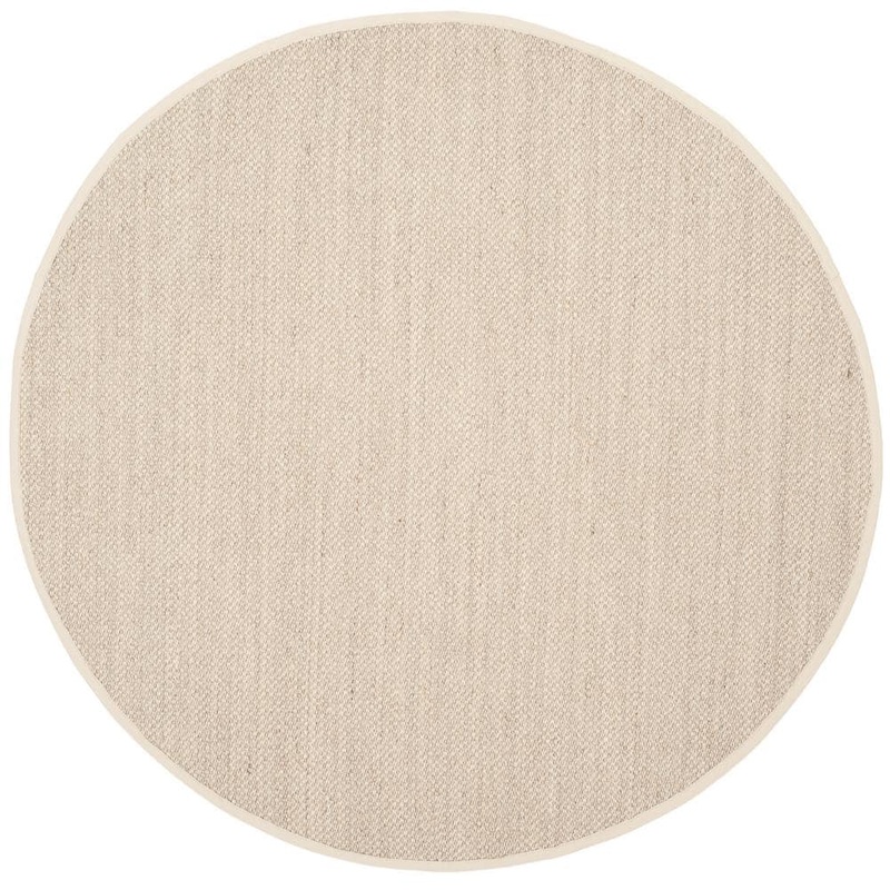 SAFAVIEH Natural Fiber Marble/Beige Doormat 3 ft. x 3 ft. Woven Border Round Area Rug NF143C-3R