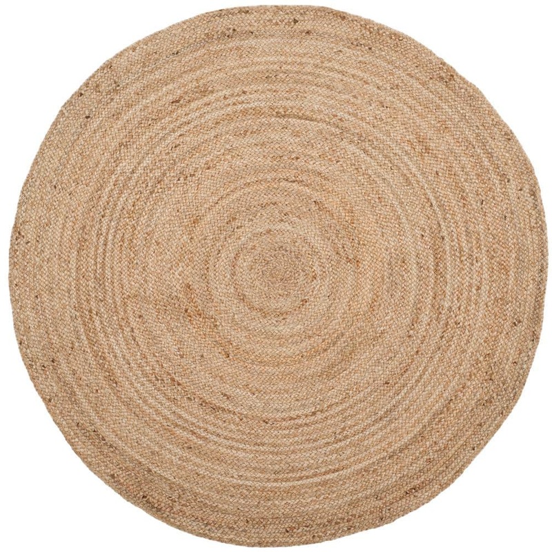 SAFAVIEH Natural Fiber Natural/Tan 9 ft. x 9 ft. Round Border Area Rug NF801N-9R