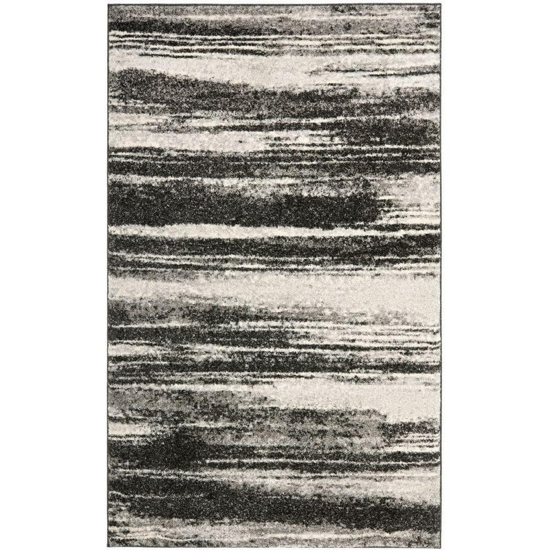 SAFAVIEH Retro Dark Grey/Light Grey 9 ft. x 12 ft. Striped Area Rug RET2693-8479-9