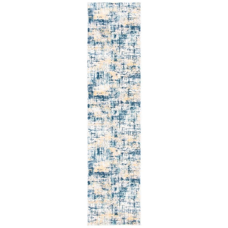 SAFAVIEH Skyler Navy/Gold 2 ft. x 9 ft. Abstract Geometric Runner Rug SKY540M-29