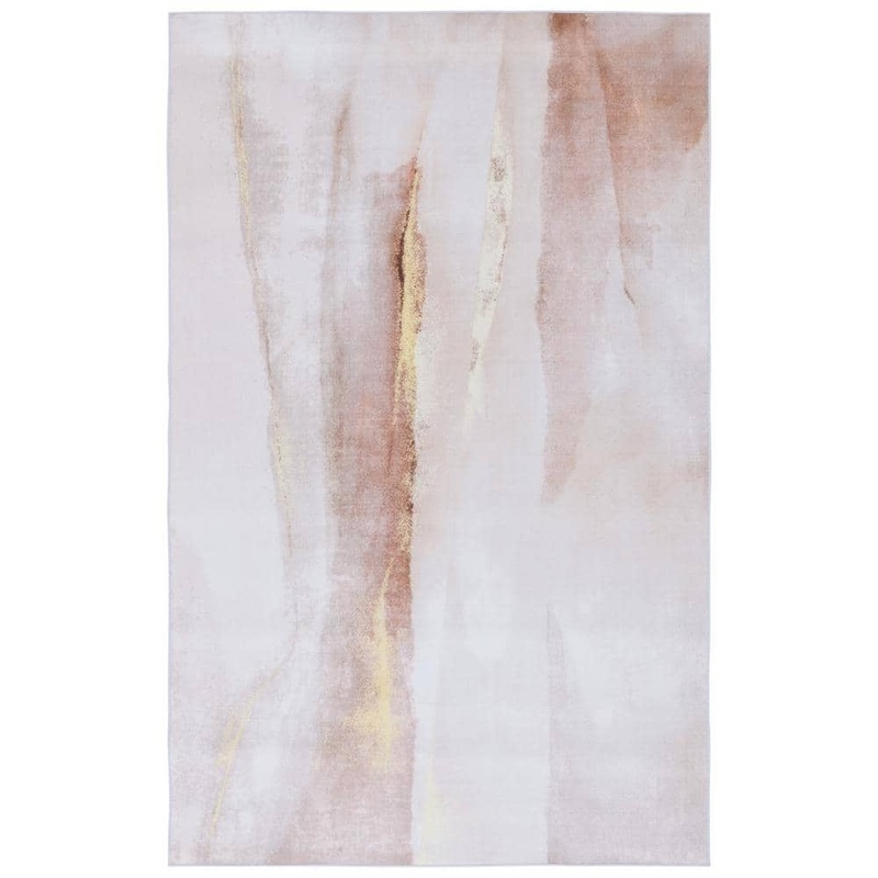 SAFAVIEH Tacoma Beige/Gold 6 ft. x 9 ft. Machine Washable Striped Distressed Area Rug TAC807B-6