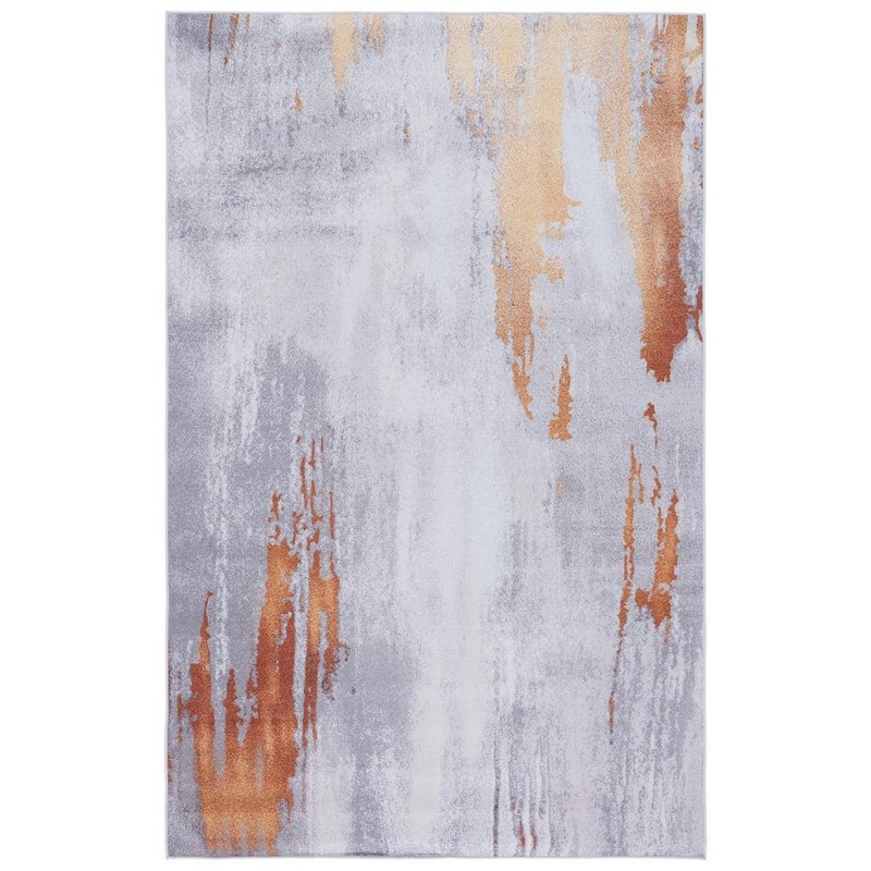 SAFAVIEH Tacoma Gray/Rust 9 ft. x 12 ft. Machine Washable Abstract Solid Area Rug TAC801P-9