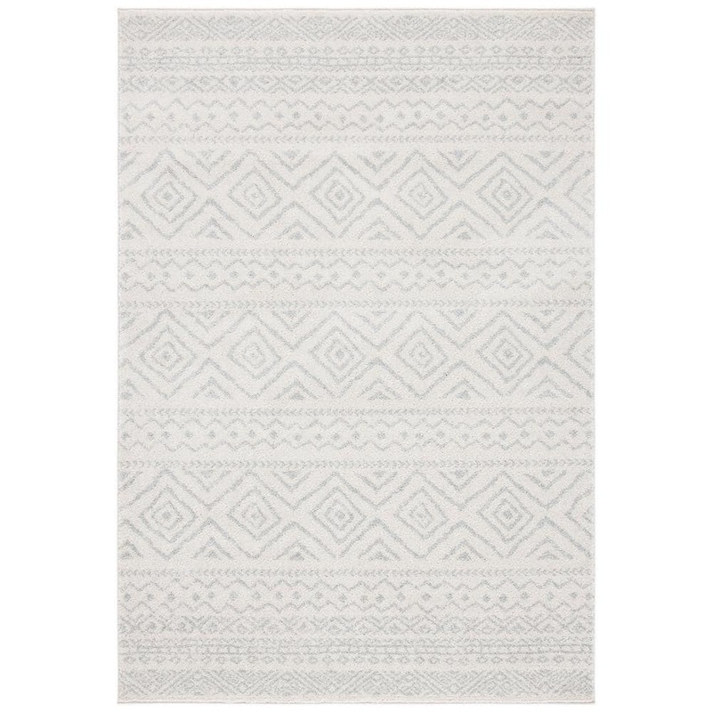 SAFAVIEH Tulum Ivory/Light Gray 6 ft. x 9 ft. Striped Geometric Diamonds Area Rug TUL267B-6