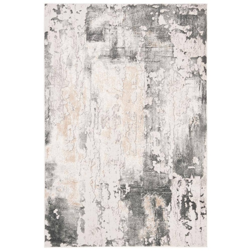SAFAVIEH Vogue Beige/Charcoal Doormat 3 ft. x 5 ft. Distressed Gradient Area Rug VGE141A-3