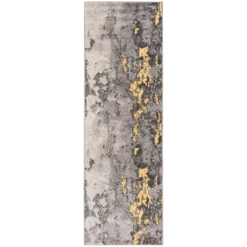 SAFAVIEH Adirondack Gray/Yellow 3 ft. x 14 ft. Abstract Runner Rug ADR134H-214