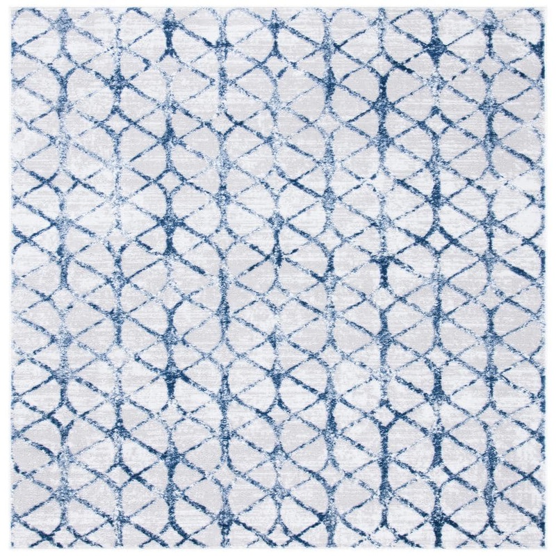 SAFAVIEH Amelia Gray/Navy 7 ft. x 7 ft. Square Geometric Area Rug ALA792G-7SQ