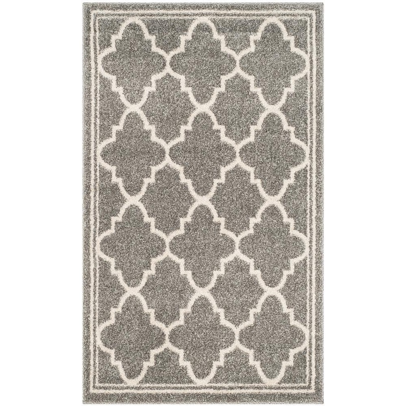 SAFAVIEH Amherst Dark Gray/Beige Doormat 3 ft. x 4 ft. Border Multi-Trellis Area Rug AMT422R-24