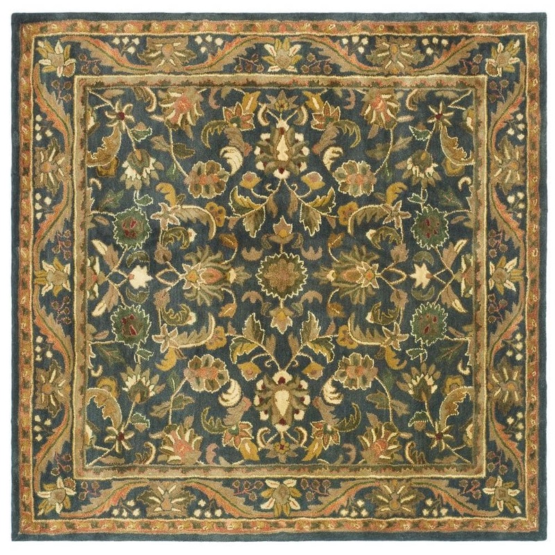 SAFAVIEH Antiquity Blue/Gold 6 ft. x 6 ft. Square Border Area Rug AT52C-6SQ
