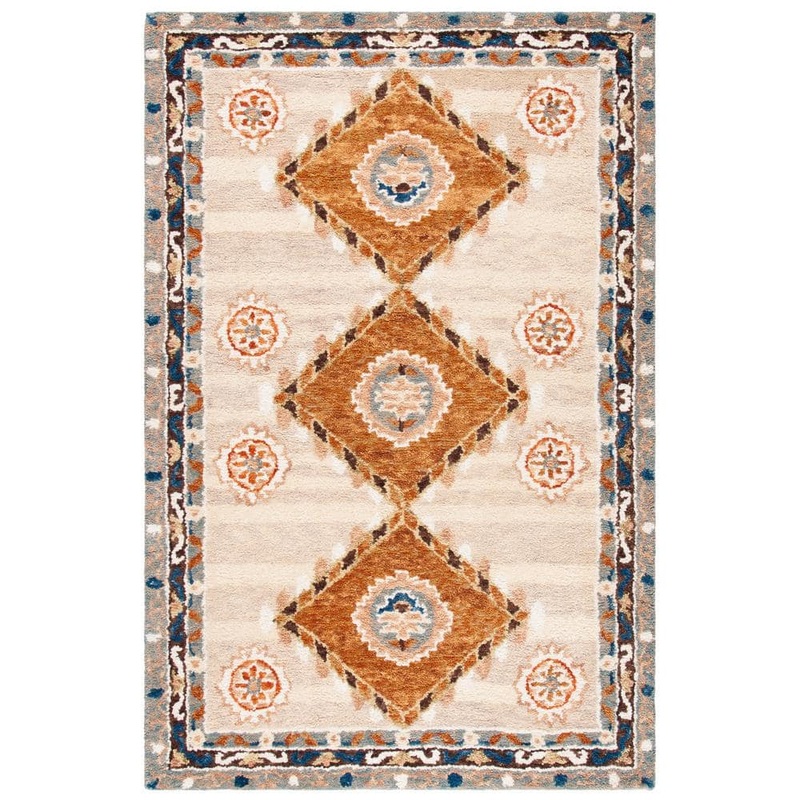 SAFAVIEH Aspen Brown/Blue 9 ft. x 12 ft. Border Aztec Area Rug APN126T-9