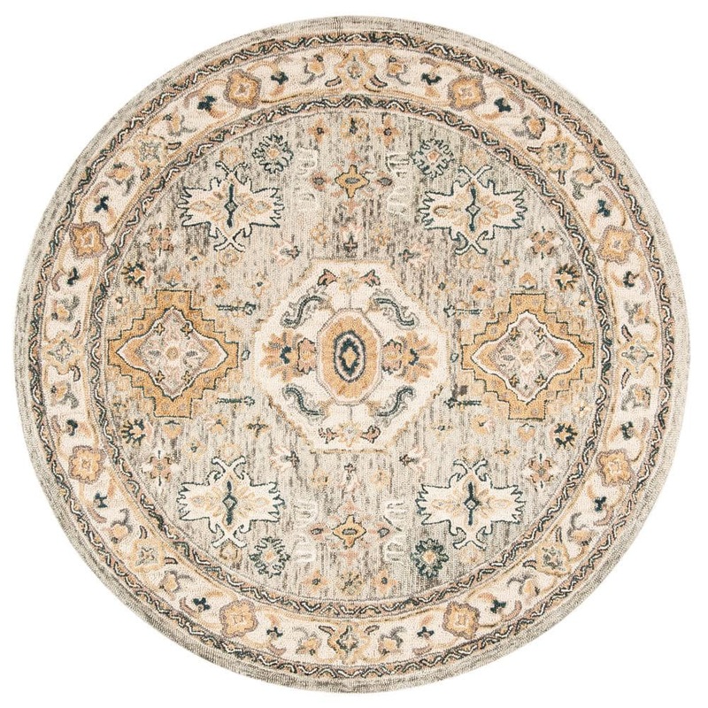 SAFAVIEH Aspen Moss/Ivory Doormat 3 ft. x 3 ft. Border Round Area Rug APN601W-3R