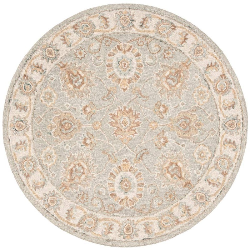 SAFAVIEH Blossom Aqua/Ivory 6 ft. x 6 ft. Round Floral Area Rug BLM702M-6R