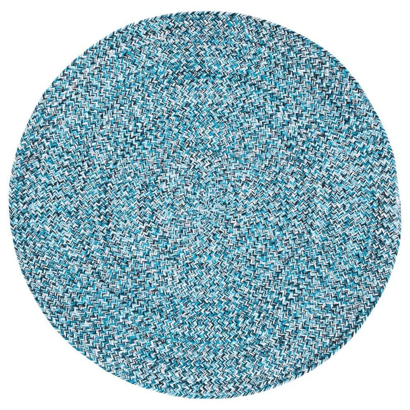 SAFAVIEH Braided Blue/Black Doormat 3 ft. x 3 ft. Solid Color Round Area Rug BRD351M-3R
