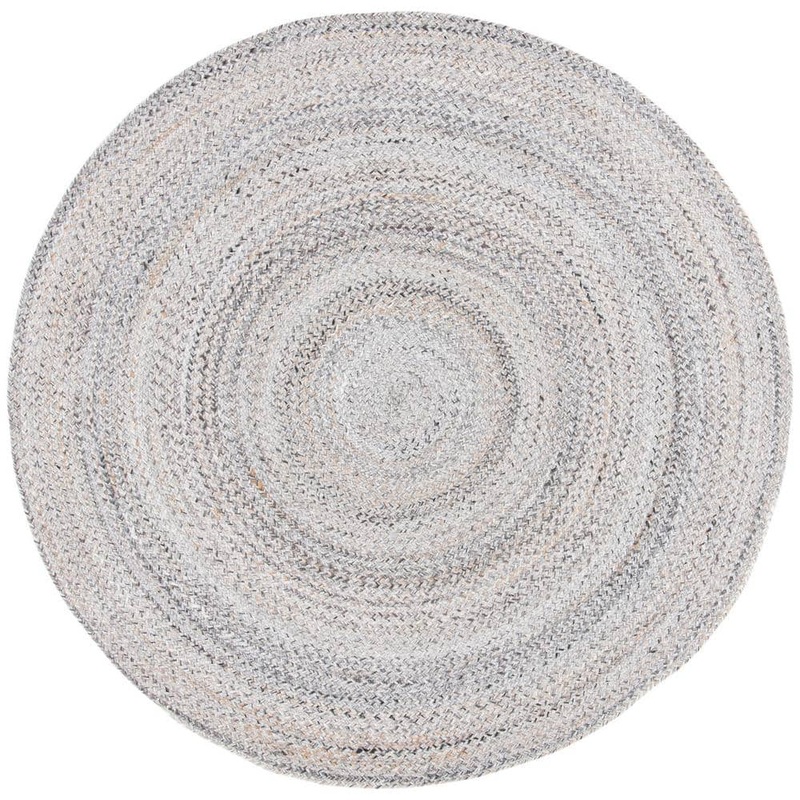 SAFAVIEH Braided Gray 5 ft. x 5 ft. Gradient Solid Color Round Area Rug BRD851F-5R