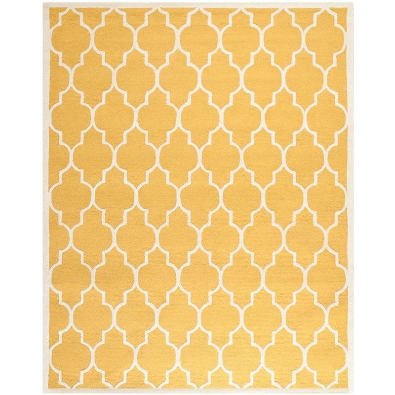 SAFAVIEH Cambridge Gold/Ivory 8 ft. x 10 ft. Border Geometric Trellis Area Rug CAM134Q-8