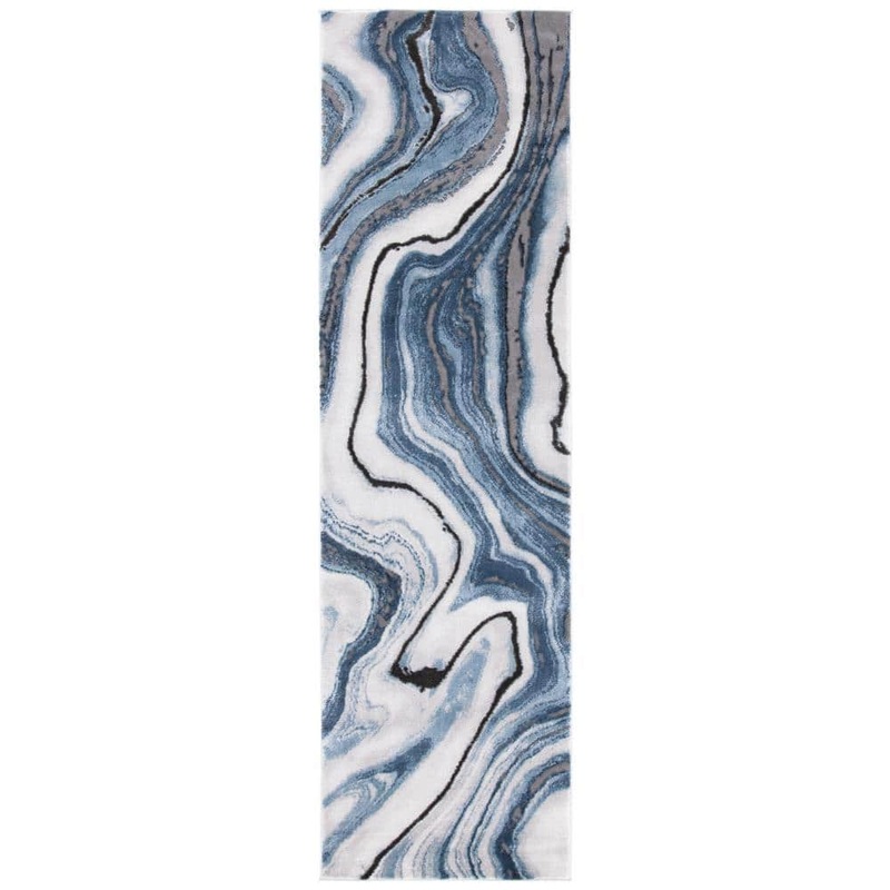 SAFAVIEH Craft Blue/Gray 2 ft. x 14 ft. Marbled Abstract Runner Rug CFT819M-214