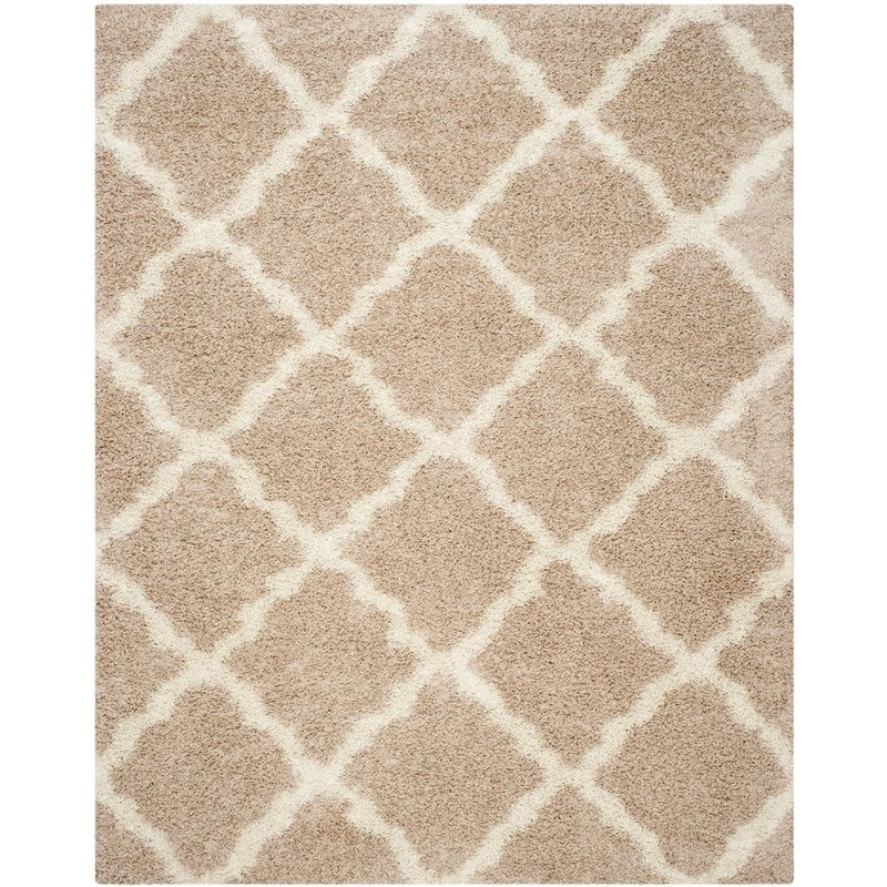 SAFAVIEH Dallas Shag Beige/Ivory 9 ft. x 12 ft. Geometric Diamond Trellis Area Rug SGD257D-9