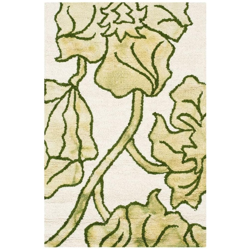 SAFAVIEH Dip Dye Ivory/Light Green Doormat 3 ft. x 5 ft. Floral Area Rug DDY683B-3