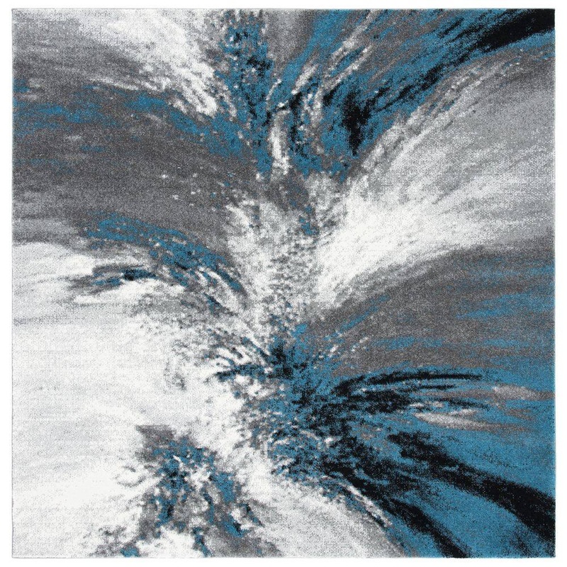 SAFAVIEH Glacier Blue/Gray 7 ft. x 7 ft. Abstract Square Area Rug GLA127M-7SQ