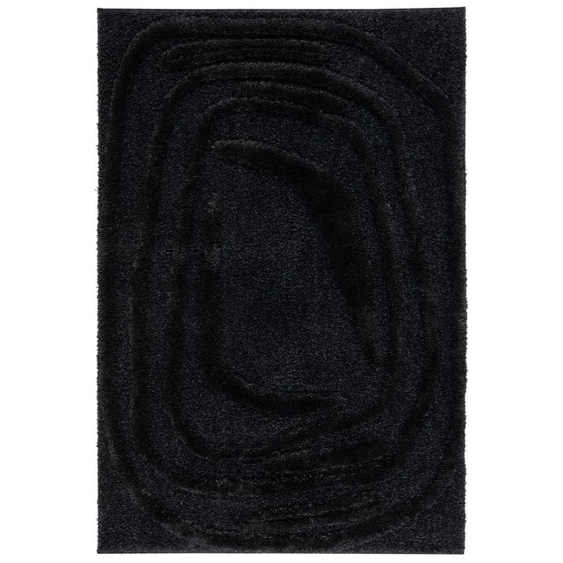 SAFAVIEH Hi-Lo Shag Black 8 ft. x 10 ft. Solid Color Waves Area Rug HLS214Z-8