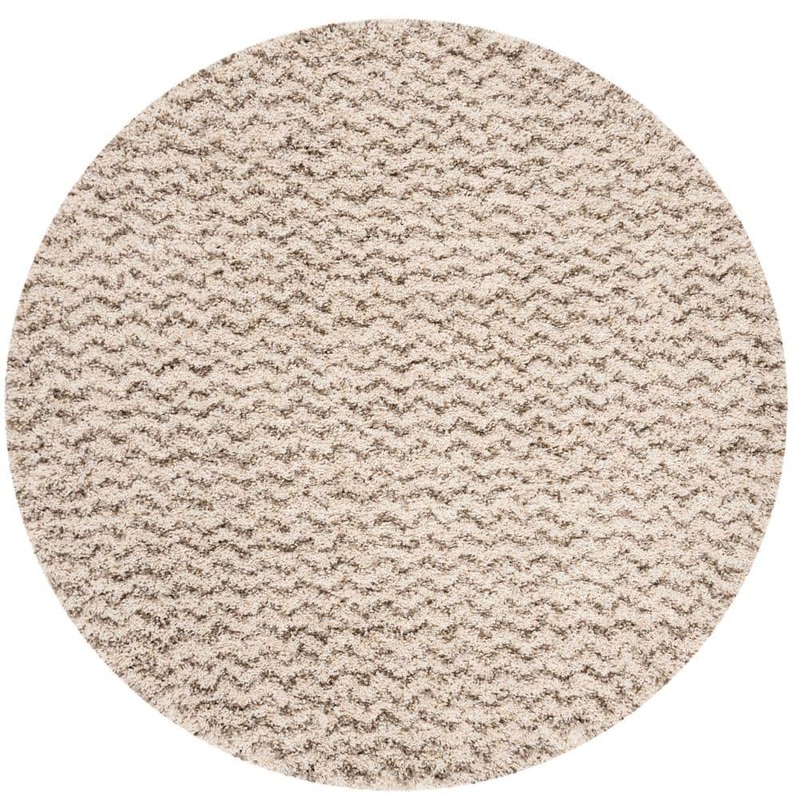 SAFAVIEH Hudson Shag Ivory/Gray Doormat 3 ft. x 3 ft. Round Area Rug SGH330A-3R
