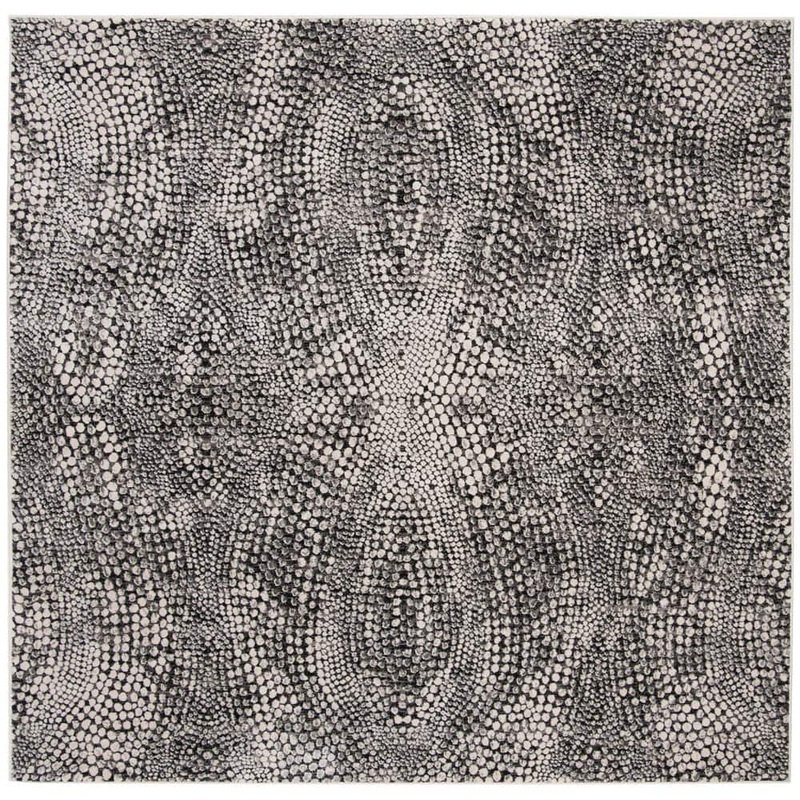 SAFAVIEH Lurex Black/Light Gray 7 ft. x 7 ft. Square Abstract Area Rug LUR185Z-7SQ