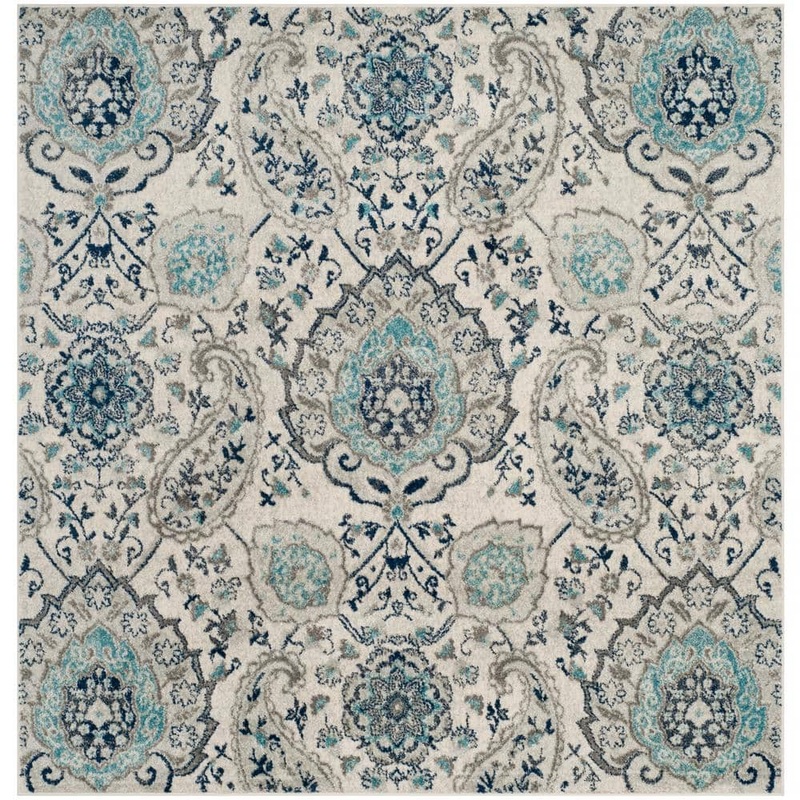 SAFAVIEH Madison Cream/Light Gray 9 ft. x 9 ft. Square Border Area Rug MAD600C-9SQ