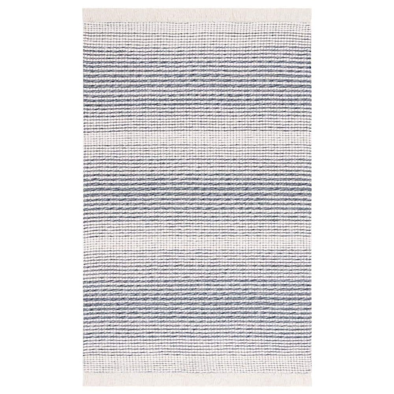 SAFAVIEH Marbella Ivory Navy 5 ft. X 8 ft. Border Plaid Area Rug MRB208N-5