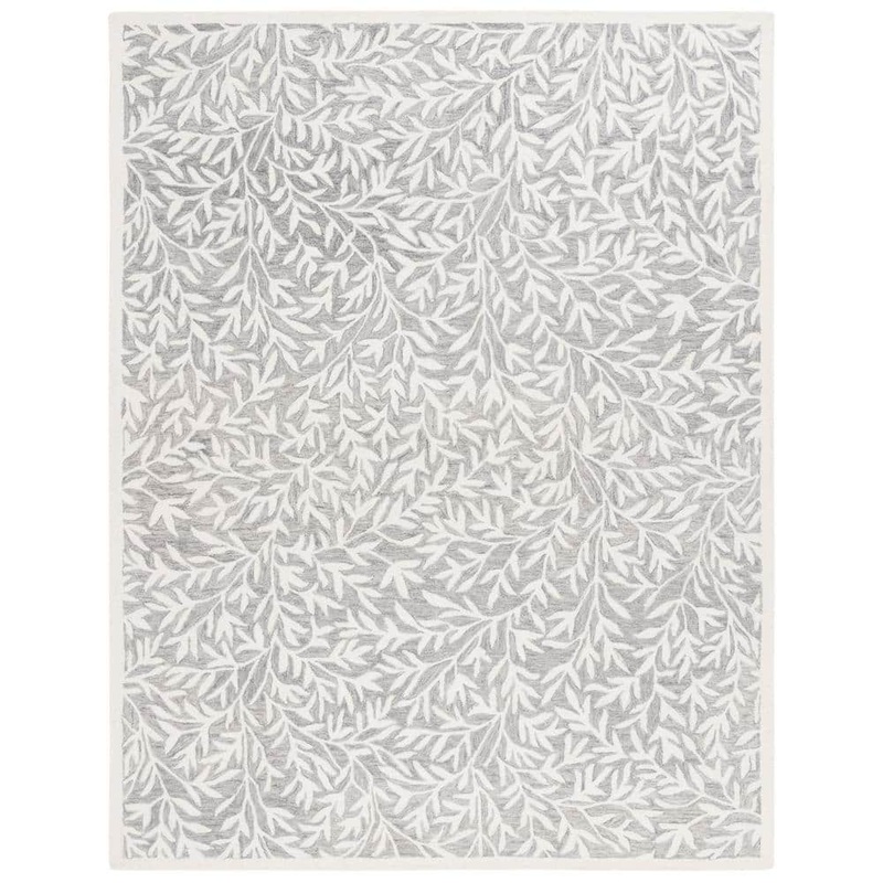 SAFAVIEH Martha Stewart Gray/Ivory 4 ft. x 6 ft. Border Abstract Floral Area Rug MSR3527F-4
