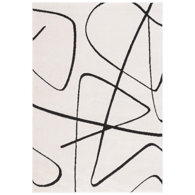 SAFAVIEH Melody Ivory/Black 4 ft. x 6 ft. Abstract Linear Area Rug MEL120A-4