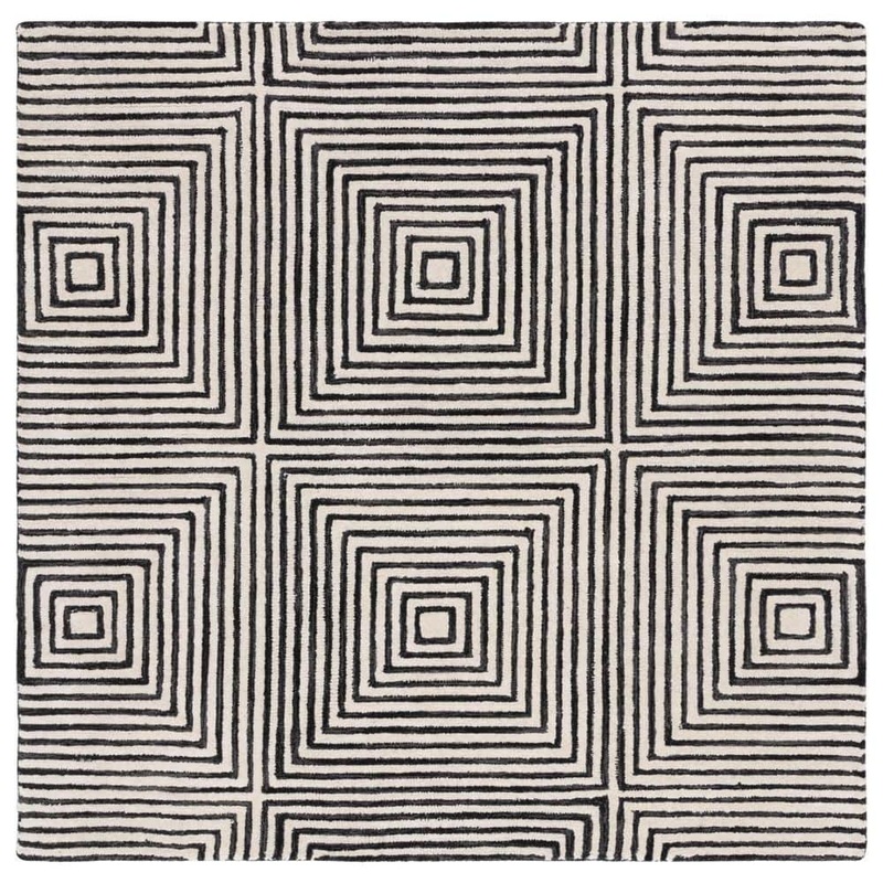 SAFAVIEH Metro Black/Beige 6 ft. x 6 ft. Geometric Squares Square Area Rug MET454Z-6SQ