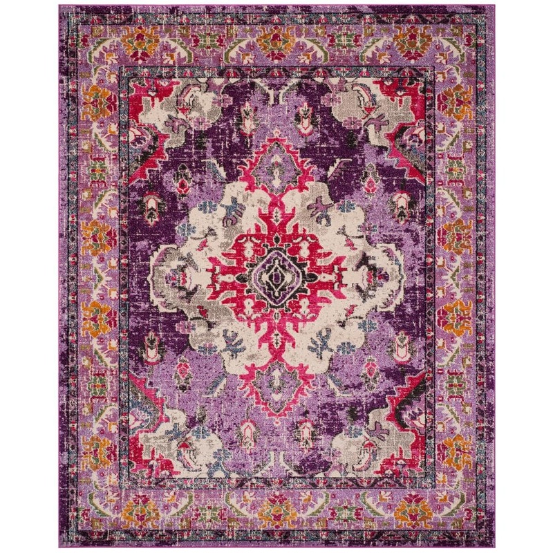 SAFAVIEH Monaco 9 ft. x 12 ft. Violet/Fuchsia Border Area Rug MNC243P-9