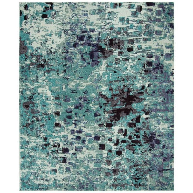 SAFAVIEH Monaco Light Blue/Multi 8 ft. x 11 ft. Geometric Area Rug MNC225J-8