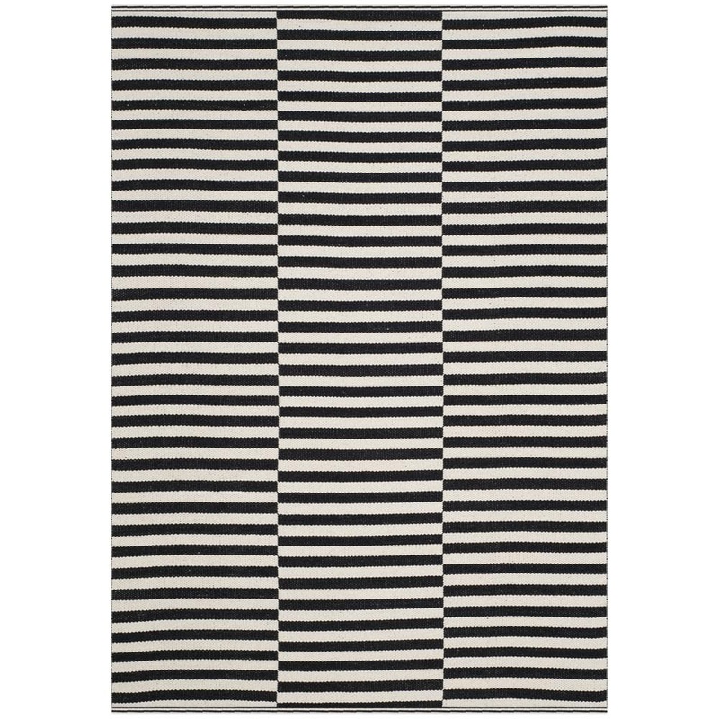 SAFAVIEH Montauk Ivory/Black 5 ft. x 7 ft. Striped Area Rug MTK715D-57
