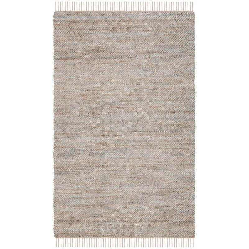 SAFAVIEH Natural Fiber Beige/Teal 5 ft. x 8 ft. Woven Thread Area Rug NF827A-5