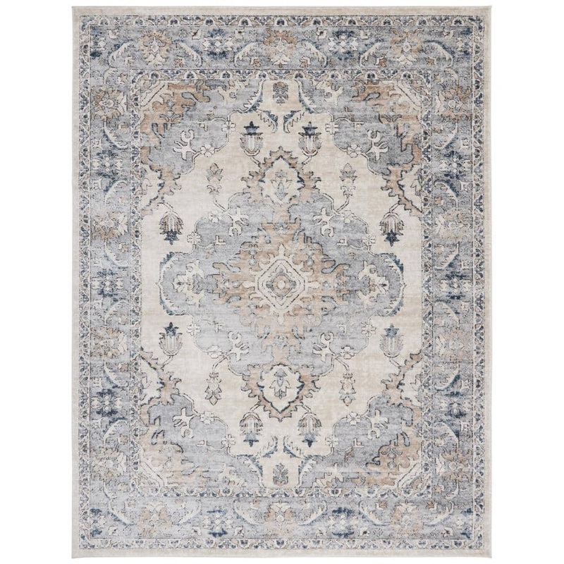 SAFAVIEH Oregon Beige/Gray 9 ft. x 12 ft. Distressed Floral Medallion Area Rug ORE898B-9