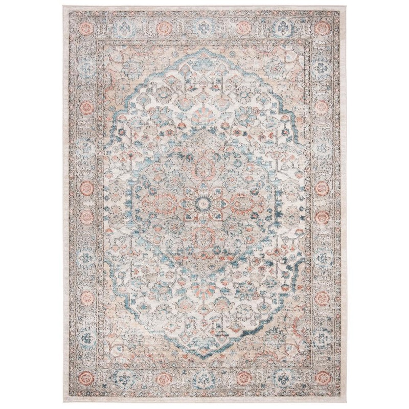 SAFAVIEH Oregon Gray/Blue 4 ft. x 6 ft. Border Area Rug ORE813F-4