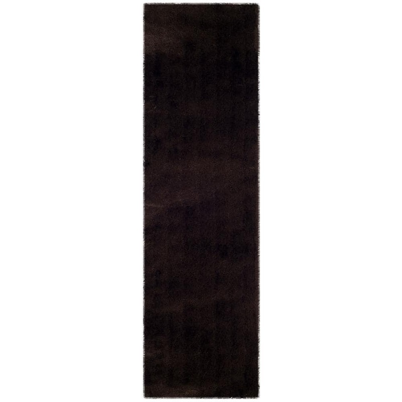 SAFAVIEH Paris Shag Chocolate 2 ft. x 8 ft. Solid Runner Rug SG511-2727-28