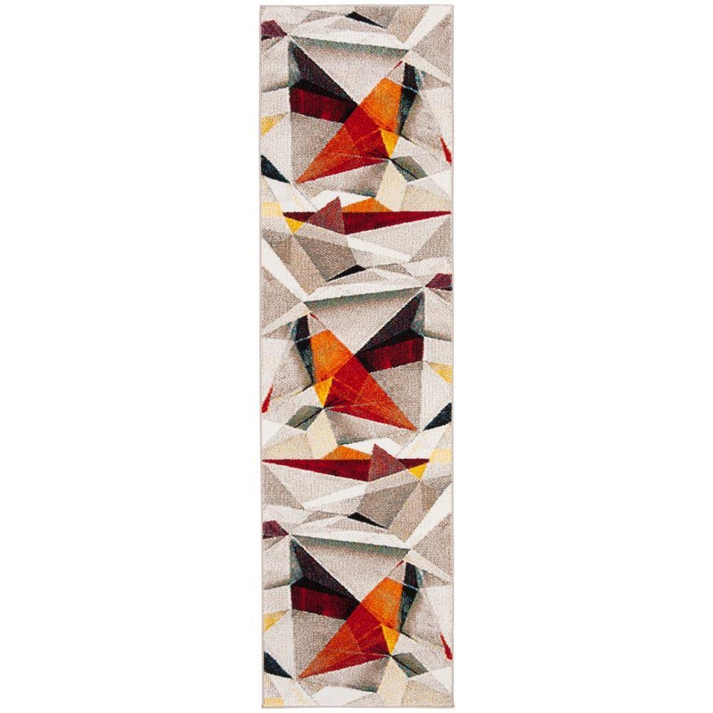 SAFAVIEH Porcello Light Gray/Orange 2 ft. x 8 ft. Abstract Runner Rug PRL6940F-28