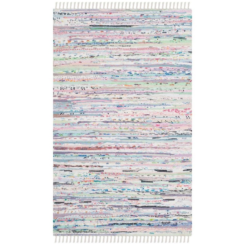 SAFAVIEH Rag Rug Light Green/Multi Doormat 2 ft. x 4 ft. Striped Area Rug RAR125D-2339