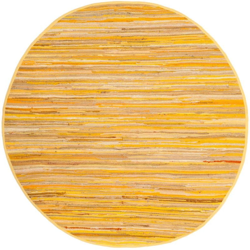SAFAVIEH Rag Rug Yellow/Multi 4 ft. x 4 ft. Round Striped Area Rug RAR130H-4R