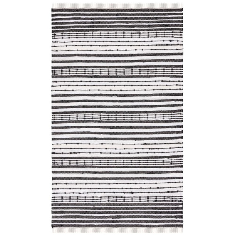 SAFAVIEH Striped Kilim Black Ivory 5 ft. x 8 ft. Border Striped Area Rug STK205Z-5