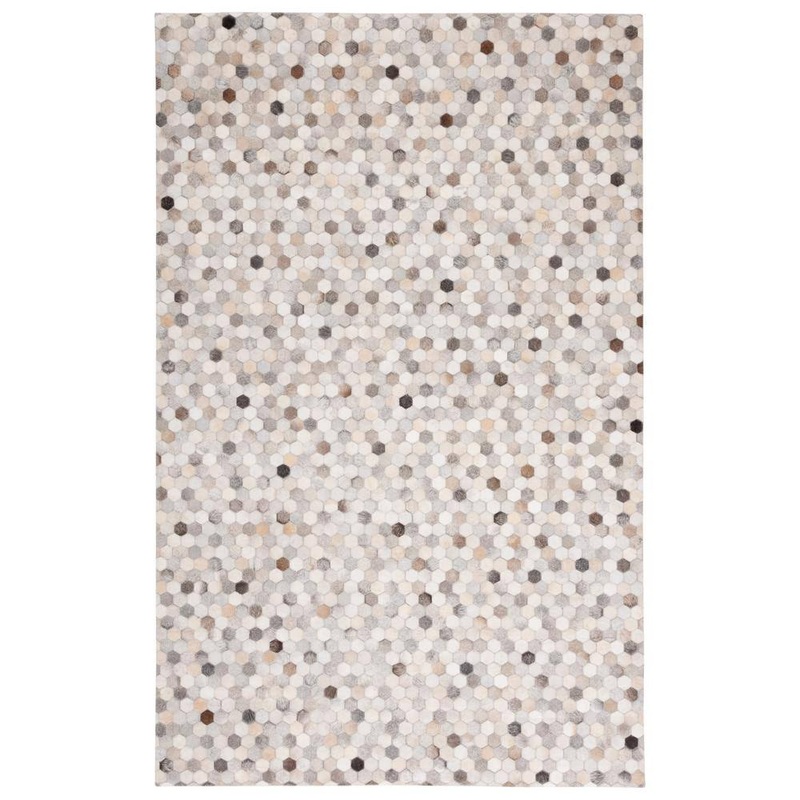 SAFAVIEH Studio Leather Ivory/Gray 5 ft. x 8 ft. Geometric Area Rug STL217A-5